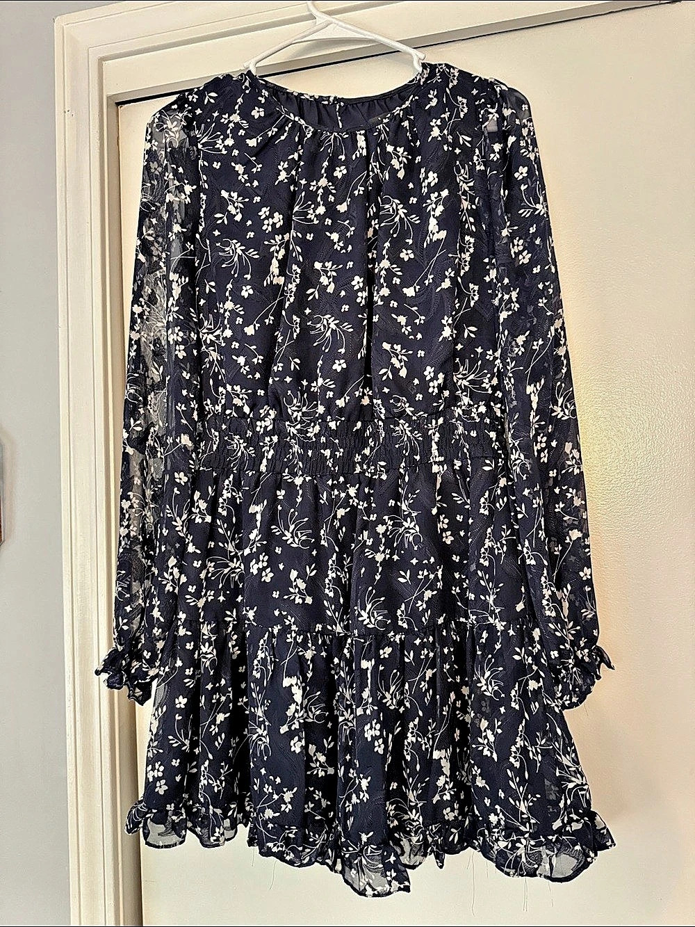 Lulu's Floral Mini Dress in Blue & White Size XS NWT